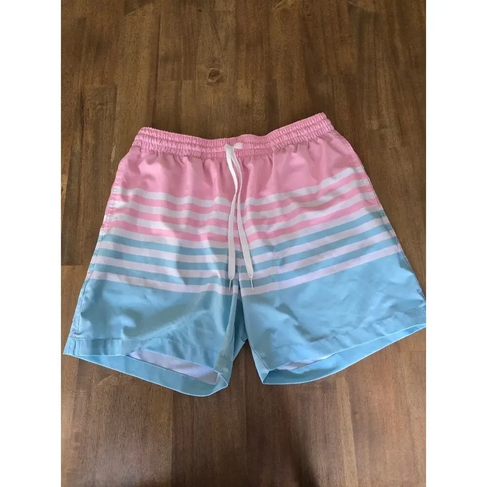 Chubbies Shorts Mens Pink Blue Lined Classic Swim Trunk Pool Beach 5.5